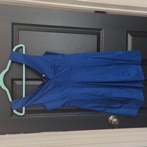 NWT JCrew Women's size 4 royal blue pleated V neck dress